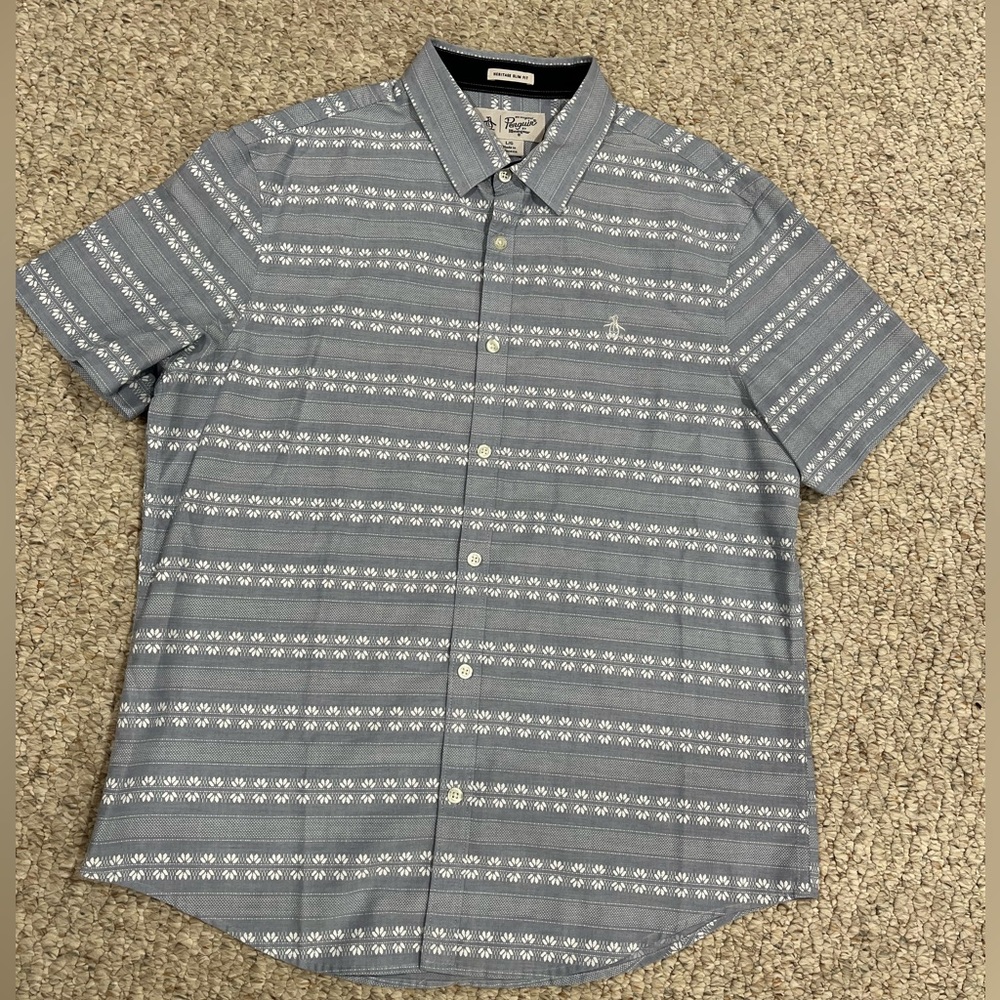 Original Penguin Size L Light Blue Collared Shirt